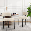 IULULU Dining Chairs Set 2, Upholstered Mid-Century Kitchen Chairs, Curved Backrest, Metal Legs