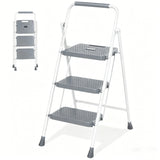Atilioo 2 Step Ladder, Folding Portable Step Stool with Heavy-Duty Steel Frame & Widened Anti-Slip Pedal, Space-Saving Ladder for Home Office, Black