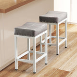 IULULU Bar Stools Counter Height - 24 Inch Saddle Stools, PU Leather Modern Kitchen Barstools with Metal Base Footrest