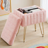 IULULU Vanity Stool, Faux Fur-Padded, 4-Legged Stool with Anti-Slip Feet, Ideal for Makeup or as a Footrest