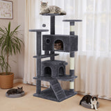 Atilioo Cat Tree Tower with Scratching Post, Multi-Level Cat Condo Pet House Play with Stable Base, Gray