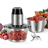 Haysky Electric Food Processors, Meat Grinder & Vegetable Chopper, 8 Cups Dual-Bowls, Stainless Steel Blades, Black
