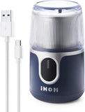 Atilioo Cordless Coffee Grinder Electric - USB Rechargeable, 304 Stainless Steel Blade, 85 Grinds Per Charge, for Espresso, Spices, Home, Travel, Camping - Blue