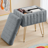 IULULU Vanity Stool, Faux Fur-Padded, 4-Legged Stool with Anti-Slip Feet, Ideal for Makeup or as a Footrest