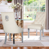 IULULU Dining Chairs Set of 2 with Stainless Steel Legs and Lion Head Handles
