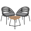 IULULU 3-Piece Outdoor Bistro Set, All-Weather Woven Rope Patio Furniture with Cushions & Table