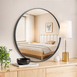 IULULU Round Mirror, Aluminum Frame Wall Mirror for Home