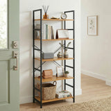 Atilioo 3-5 Tier Bookcase, 27.6-62" Tall Bookshelf, Wooden Storage Organizer with Adjustable Shelves for Living Room, Home Office, Kitchen,
