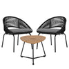 IULULU 3-Piece Outdoor Bistro Set, All-Weather Woven Rope Patio Furniture with Cushions & Table