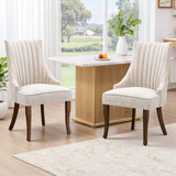 IULULU Dining Chairs, Upholstered Featuring Tufted Back Design and Solid Wood Legs Set of 2