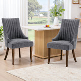 IULULU Dining Chairs, Upholstered Featuring Tufted Back Design and Solid Wood Legs Set of 2