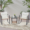 IULULU Outdoor 3-Pc, Rocking Bistro Set, Wicker Patio Chairs & 2-Tier Table