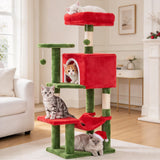 Atilioo 54" Cat Tree Tower with Sisal Scratching Post, Multi-Level Pet Furniture Cat Condo, Easy to Assembly, Black-Orange, Christmas