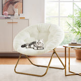 IULULU Comfy Saucer Chair, XL Folding Faux Fur Lounge Chair for Home, Kids & Adults
