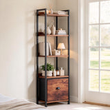 5 Tier Bookcase, Sturdy Bookshelf, Wood Metal Storage Organizer for Living Room, Bedroom, Home Office, Easy to Assemble, Black