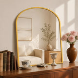 LIFERECORD 31"x32" Arched Bathroom Mirror, Wall Mounted Vanity Mirror with Metal Frame for Bedroom, Entryway, Living Room, Gold