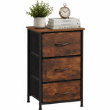ACCVER 3-Drawer Fabric Dresser for Bedroom, Closet, Nightstand or End Table, Clothes Storage Organizer, for Living Room, Apartment, Rustic Brown