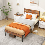 IULULU Metal Platform Bed Frame - Mattress Foundation with Headboard & Footboard, 700LBS Wooden Slats, No Box Spring, Noise-Free, Easy Assembly