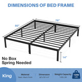 IULULU Metal Bed Frame - Foundation with Steel Slats, No Box Spring, Easy Assembly