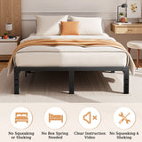 Atilioo Twin Bed Frame with Storage Space Under Frame, 14" Heavy Duty Metal Platform, No Box Spring Needed, Easy Assembly, Black