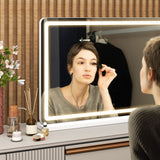 Atilioo Vanity Mirror with Lights, 17"x13" Hollywood Makeup Mirror with Stand, 3-Light-Mode, Smart Touch, Shatter-Proof, for Bedroom Tabletop