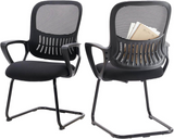 IULULU Reception Guest Chair, Stationary Mesh Mid-Back, Lumbar Support, for Home/Office/Conference/Bedroom