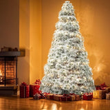 ACCVER 4.5ft Pre-lit Artificial Spruce Christmas Tree - 347 Dense PVC Branch Tips, 120 Warm Incandescent Lights with 8 Modes, White