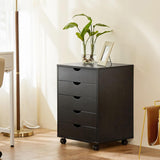 Atilioo 7 Drawer Chest, Wood Dresser with Wheels, Sturdy Storage Cabinet, Perfect for Home Office or Bedroom, Black