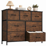 ACCVER 7-Drawer Fabric Dresser with Wood Top & Metal Frame, Closet and Chest for Bedroom, Clothes Storage Organizer, for Living Room, Apartment,Brown
