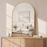 LIFERECORD 24x36 Arched Gold Bathroom Mirror, Shatterproof Wall Vanity Mirror with Matte Metal Frame, Reinforced Packaging