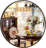 24 inch Circle Mirror, Round Mirror with Black Metal Frame, Hanging Wall Mounted Mirror for Living Room, Bedroom, Over Sink, Vanity