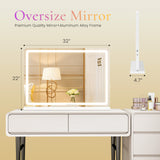 Atilioo Vanity Mirror with Lights, 17"x13" Hollywood Makeup Mirror with Stand, 3-Light-Mode, Smart Touch, Shatter-Proof, for Bedroom Tabletop