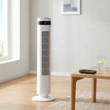 Atilioo Tower Fan with Remote, 35" Bladeless Standing Floor Fan with 5 Speeds, 64° Oscillation,12H Timer, Quiet Operation & Sleep Mode, Silver