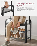 Atilioo Coat Rack Storage Shelf Shoe Bench for Entryway, Bedroom, Heavy Durdy Hall Tree with 9 Hooks & a Hanging Rod for Coats, Hats, Bags