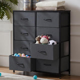 Atilioo 5 Drawer Dresser, Fabric Storage Chest with TV Stand, Open Shelf, Adjustable Feet, Bedroom or Living Room, Black