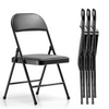 IULULU Folding Chair, Leather-padded, Sturdy Metal, Easy Storage, Indoor/Outdoor, Comfy for Home/Office/Party