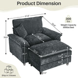 IULULU Sectional Sofa, Chenille Cloud Couch Comfy Upholstered Sofa with Ottoman, Lumbar Pillow, Deep Seat Modular Sofa for Living Room, Apartment, Studio