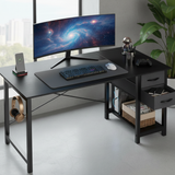 Atilioo 40" Computer Desk, PC Table with 2 Fabric Drawers & Headphone Hook, Sturdy Metal Frame, Easy Assembly for Home Office, Black