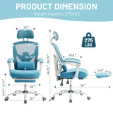 IULULU Office Desk Chair with Footrest, High-Back Mesh Rolling Swivel Reclining Chairs
