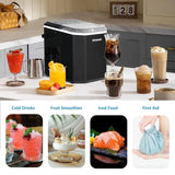Buteny Portable Ice Maker – Self-Cleaning, 26lbs/24H, 9 Cubes in 6 Mins, 2 Bullet Ice Sizes, Quiet, Black for Kitchen/Party