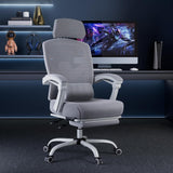 Atilioo Executive Office Chair with Footrest, High-Back Ergonomic Mesh Chair with Armrests & Adjustable Lumbar Support, Tilt Lock for Home Office, Gray
