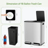 Atilioo 16 Gallon Dual Compartment Trash Can, Stainless Steel Garbage Can with Foot Pedal, Soft-Close Lid, 2 x 30 L Large Capacity Recycling Bin, Perfect for Kitchen, Office