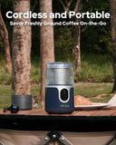 Atilioo Cordless Coffee Grinder Electric - USB Rechargeable, 304 Stainless Steel Blade, 85 Grinds Per Charge, for Espresso, Spices, Home, Travel, Camping - Blue