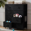 Atilioo 5 Drawer Dresser, Fabric Storage Chest with TV Stand, Open Shelf, Adjustable Feet, Bedroom or Living Room, Black