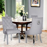 IULULU Dining Chairs Set of 2 with Stainless Steel Legs and Lion Head Handles
