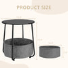 IULULU Small Round Side Table with Fabric Basket, Steel Frame