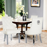 IULULU Dining Chairs Set of 2 with Stainless Steel Legs and Lion Head Handles