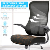 IULULU Ergonomic Office Chair, High Back Mesh with Lumbar Support, Flip-up Arms