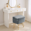 IULULU Vanity Stool, Faux Fur-Padded, 4-Legged Stool with Anti-Slip Feet, Ideal for Makeup or as a Footrest