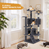 Atilioo Cat Tree Tower with Scratching Post, Multi-Level Cat Condo Pet House Play with Stable Base, Gray